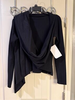 Fabletics Open Front Asymmetrical Wrap/Cardigan - Black